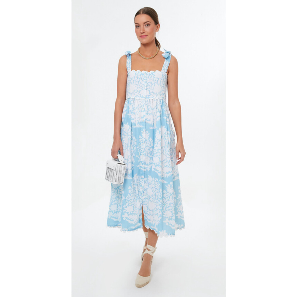 Juliet Dunn Tuckernuck Pastel Blue Palladio Tie Shoulder Midi Dress Ric Rac S